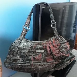 2 Tone Metallic Green & Gray Shoulder Purse